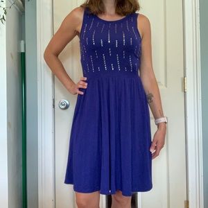 Apt. 9 Dark Blue Dress with Silver Accents, XS